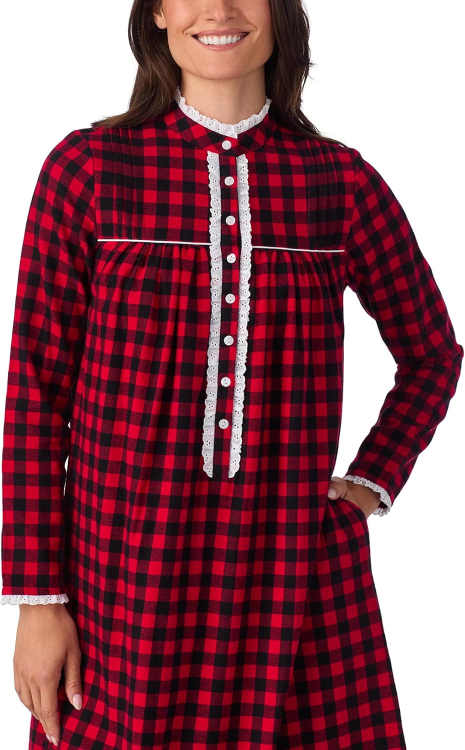 Lanz of Salzburg Sleepwear & Loungewear for Women - 100% Cotton Flannel - Long Sleeve Highneck Soft & Breathable Nightgown - Image 2