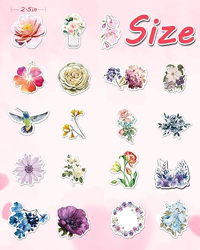 Miniatura 4 de AOWDIAO 150 calcomanías de flores impermeables de vinilo floral para botellas de agua, laptop, álbumes de recortes, diario