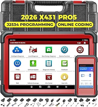 Launch X431 PRO 5 Scanner 2026 J2534 Tool, ECU Online Coding, Topology Mapping, Upgraded of X431 V+, Bi-Directional Diagnostic Scanner, with SmartLink C V2.0, CANFD & DOIP, 2 Years Update