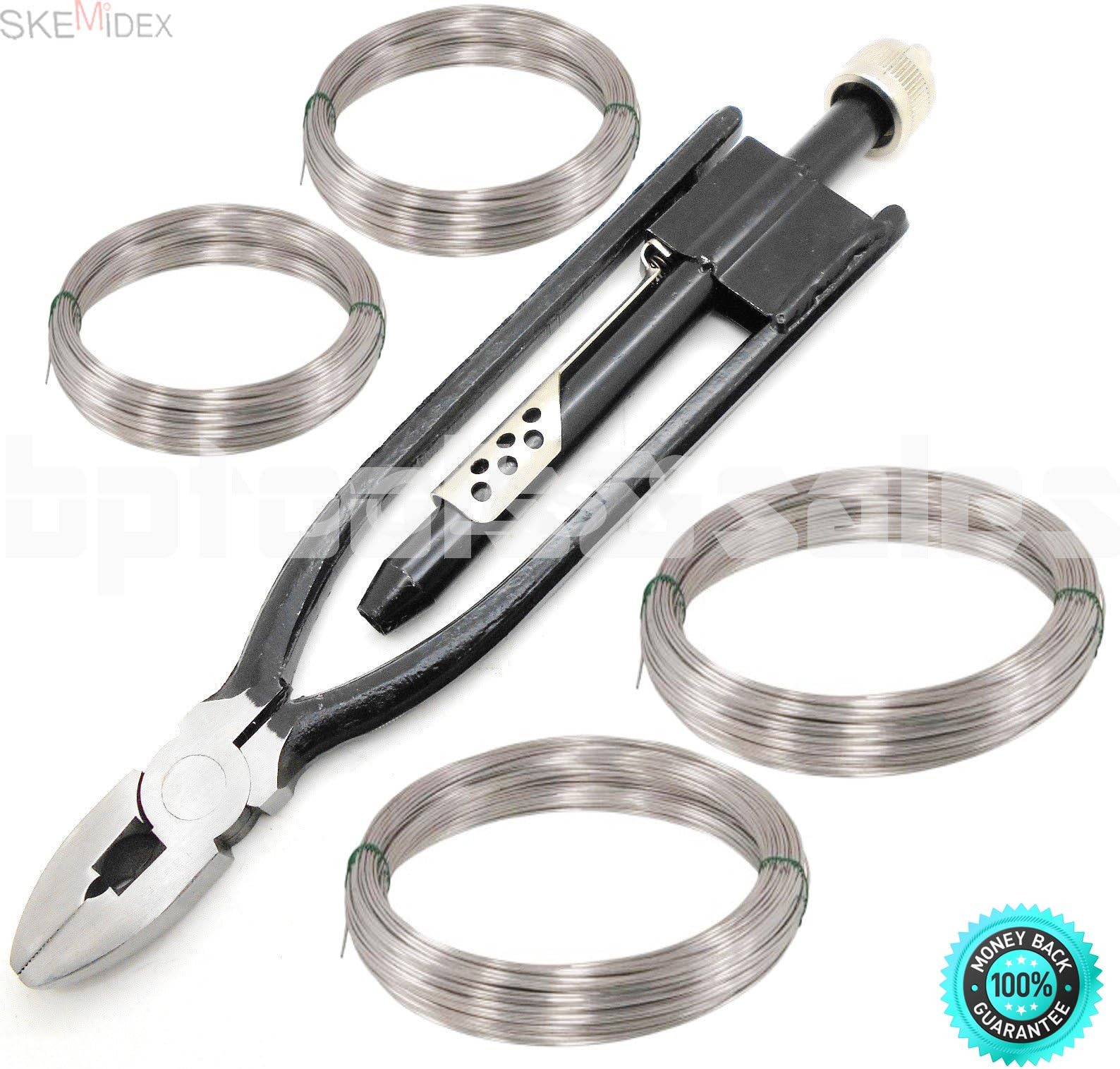SKEMiDEX---9" Aircraft Safety Wire Twist Twisting Pliers Twister Locking Racin w/ 300' Wire. High carbon steel with polished jaws Ideal industrial, aircraft and other industrial applications