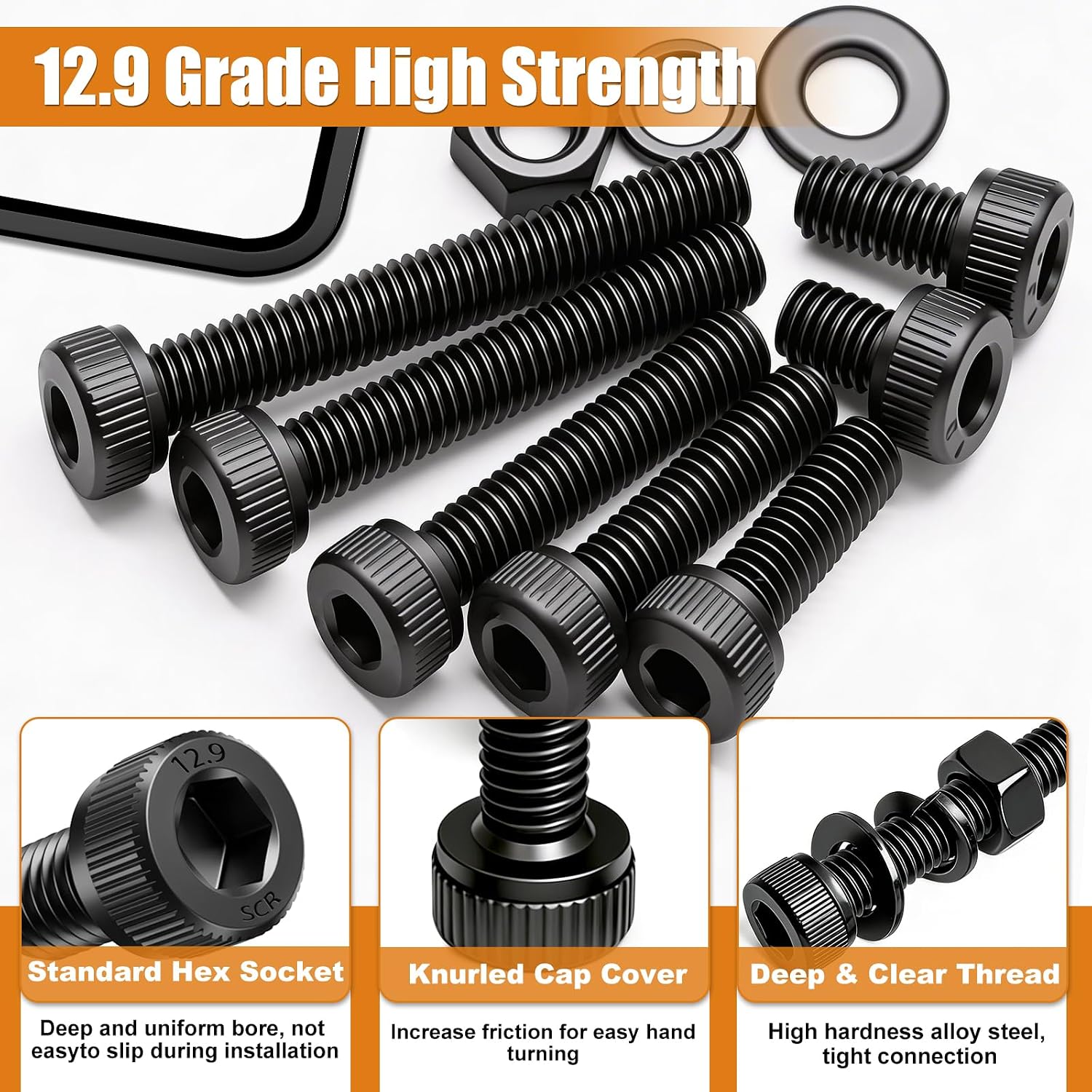 mankk 521PCS M4 Bolts Assortment Kit, Hex Socket Head Cap Hardware