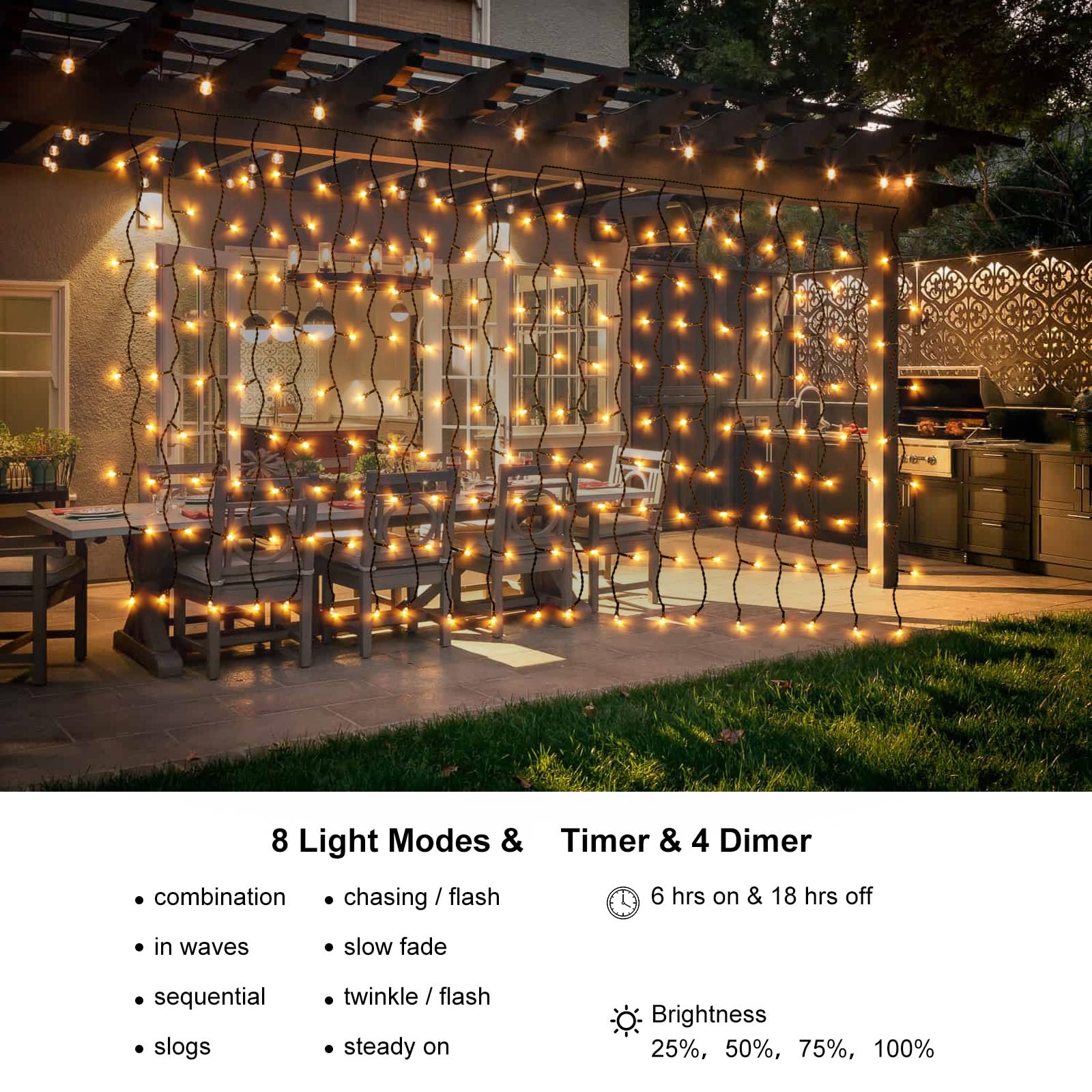 Lampada da Campeggio Solare IP65 con Ghirlanda Luminosa LED da 10M, 8 Modalità di Illuminazione, Ricaricabile USB/Solare, Impermeabile per Esterni | Leroy Merlin
