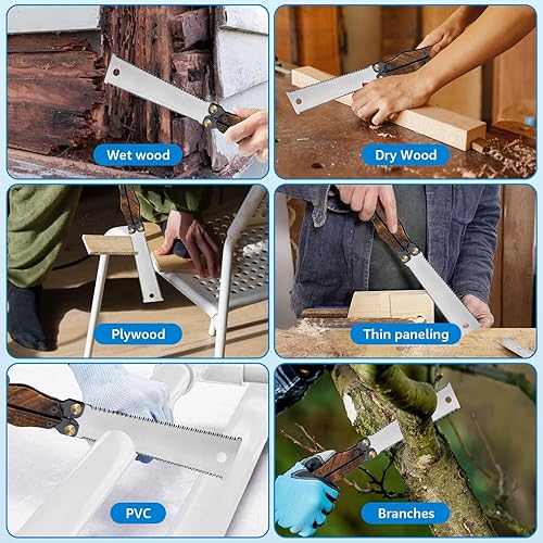 Miniatura 8 de Loyala Sierra de mano de 5.9 pulgadas, mini sierra plegable japonesa, sierra para carpintería con doble borde SK85 para madera húmeda y seca, sierra