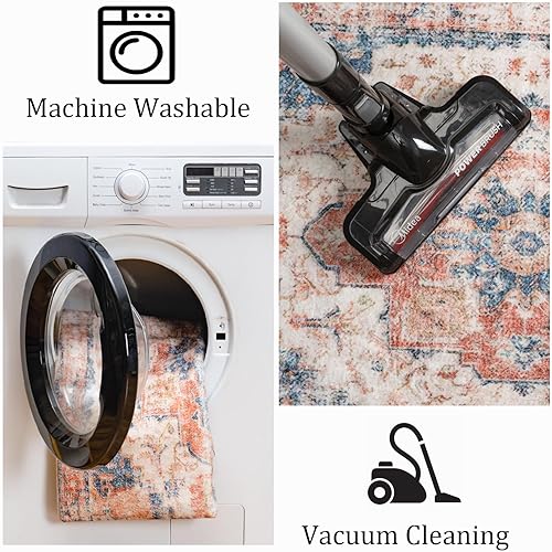 Miniatura 6 de Coarir Alfombra de pasillo de 2 x 6 pies, lavable para pasillo, cocina, suave, antideslizante, resistente a las manchas, alfombra bohemia vintage