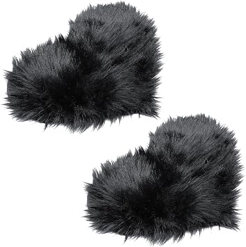 Luomorgo 2 Pcs Heart Shaped Faux Fur Rugs Small, 12x16 Inch, Black | Fluffy Plush Area Carpets, For Locker, Tabletop & Nail Art Photography, Jewelry Photo Props Background