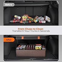 Vista 5 de Car Organizers and Storage - Trunk Organizer for Suv Car,Car Trunk Leather Storage Box,Extra Large,Magnetic Lid,Collapsible and Adjustable
