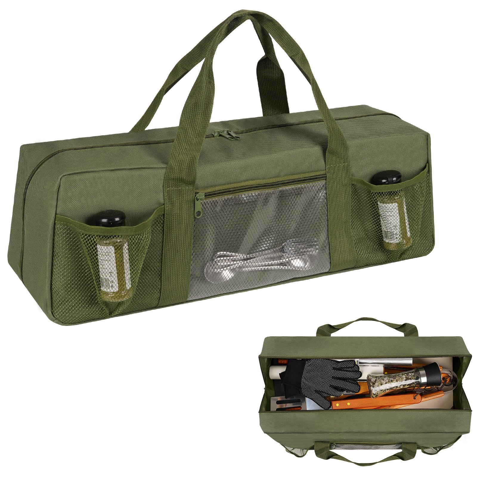 Grill Tool Storage Bag BBQ Grill Utensil Accessory Storage Green