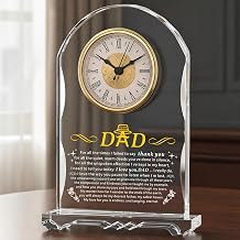 Dad Crystal Clock Gift from Daughter Son: Engraved Birthday, Father&rsquo;s Day, for Dad, Meaningful Desk Keepsake for Dad Who Has Everything