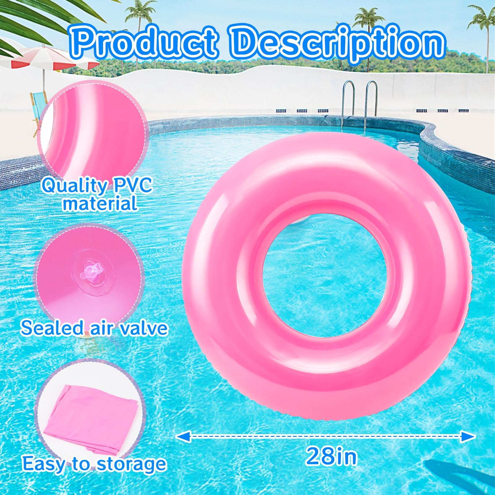 Galleggiante gonfiabile per piscina, 71 cm, per adulti, per spiaggia, piscina, feste di addio al nubilato