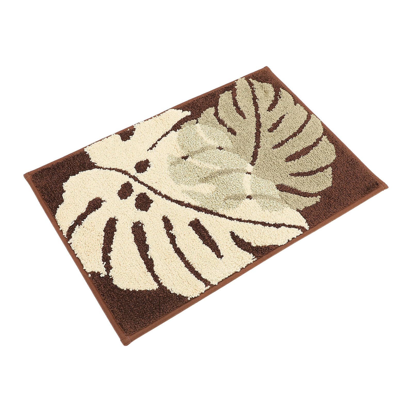 Tapis de sol absorbant en polyester souple, tapis de bain antidérapant marron Veemoon