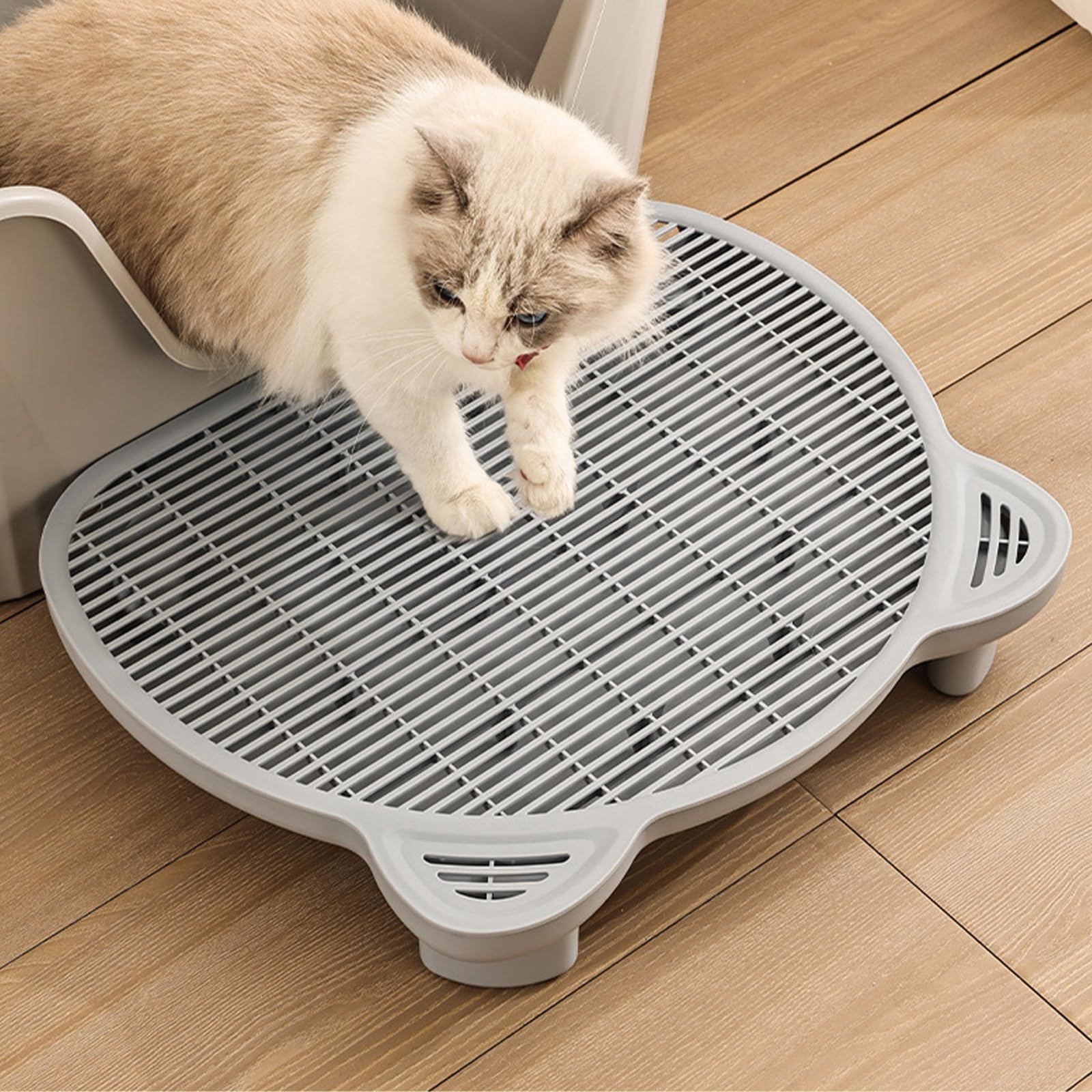 SpaceTime Cat Litter Mat Litter Trapping Mat,20.08"x15.94"x3.54"Large Dual-Layer Cat Litter Box Mat for Kitty,Floor Protection,Waterproof Urineproof(Grey)
