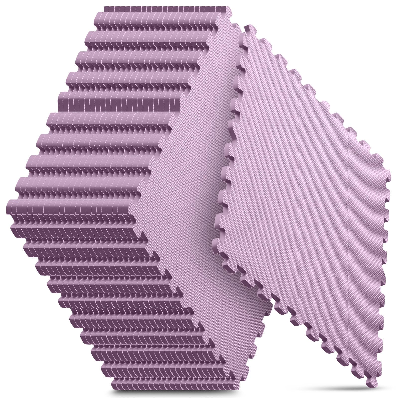 24 Pack 96 sqft Home Gym Mat, Puzzle Exercise Mat, EVA Interlocking Foam Floor Tiles for Home Workout Equipment and Kids' Play Areas - Blue, 24 in x 24 in x ½ in - (Pink, 24 Pack(96 SQ FT))