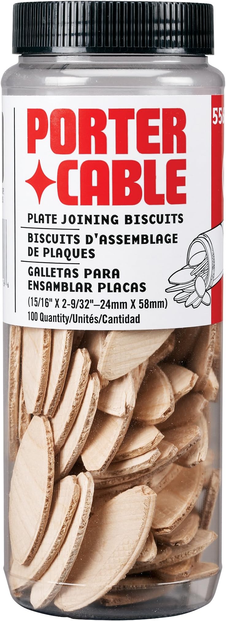 PORTERCABLE 5562 No. 20 Plate Joiner Biscuits 100 Per Tube , Brown