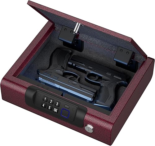Miniatura 8 de BILLCONCH - Caja fuerte de seguridad biométrica para armas,3 formas de desbloquear, huellas dactilares, seguros con llave digital PIN, con voz