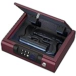 Gun Safe,Biometric Gun Safe for Pistols 3-Ways unlock Fingerprint Digital PIN Key Unlock with Voice,Lock box for Cloakroom living room Bedroom Nightstand and Car BILLCONCH - Burgundy Red