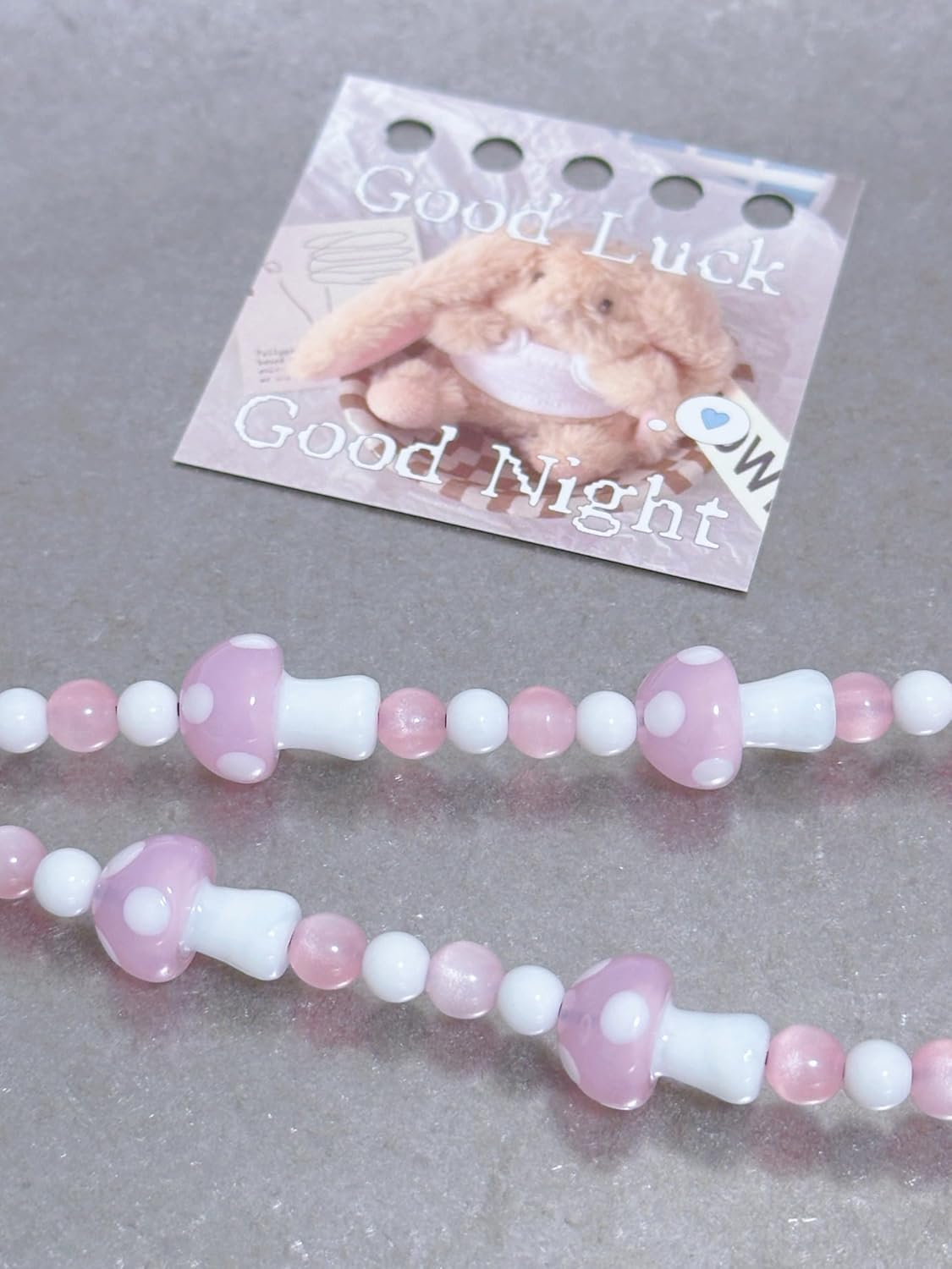 Drawwind Phone Charm Beaded Wristlet Strap Universal Cell Phone Lanyard Cute Bracelet Wrist Strap Beaded Chain String Handmade Accessories for Case Camera Bags (Pink Mushroom) - Image 4