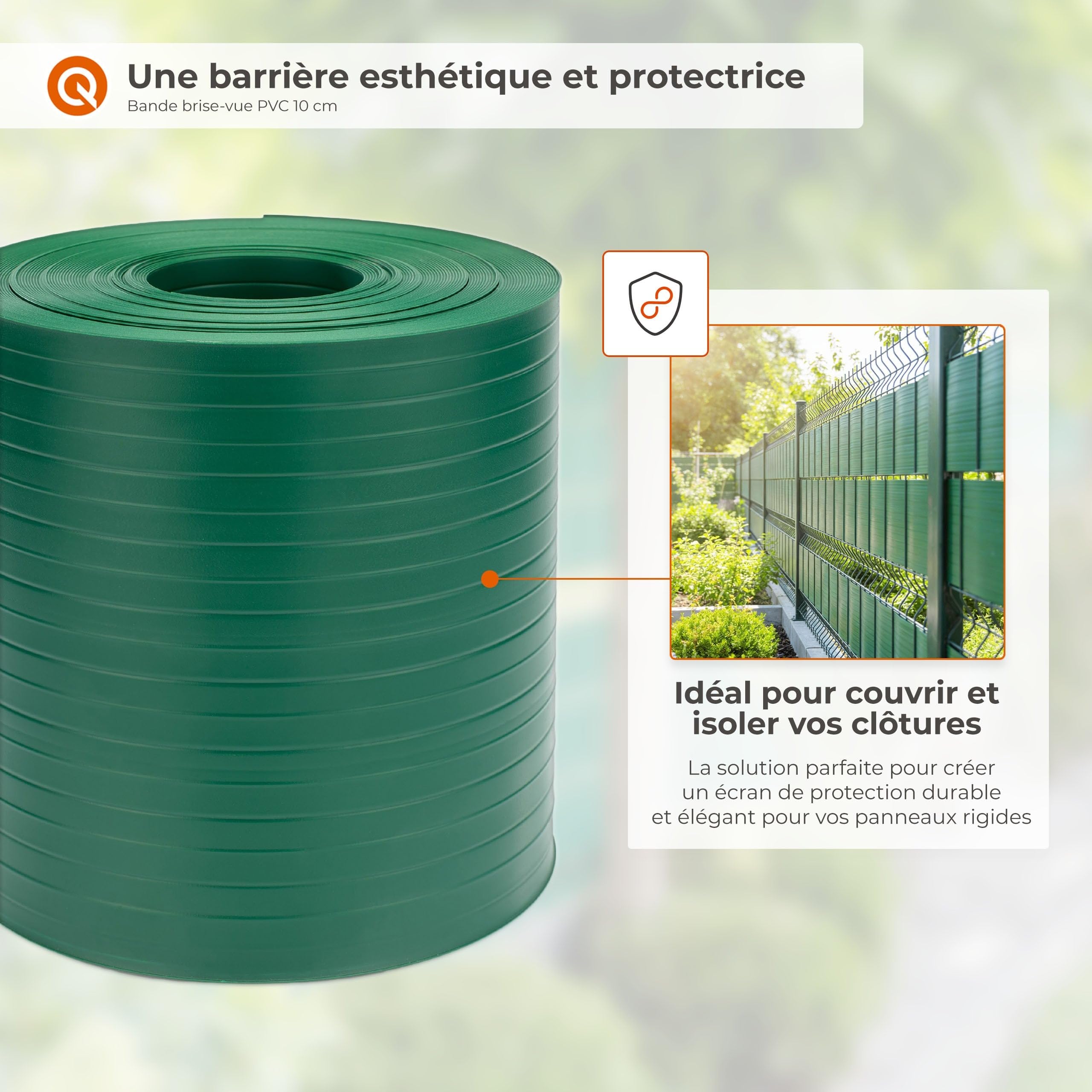Quest 10x Bande Brise-Vue 19 cm en PVC avec 20 Clips- Graphite, 2,52 m