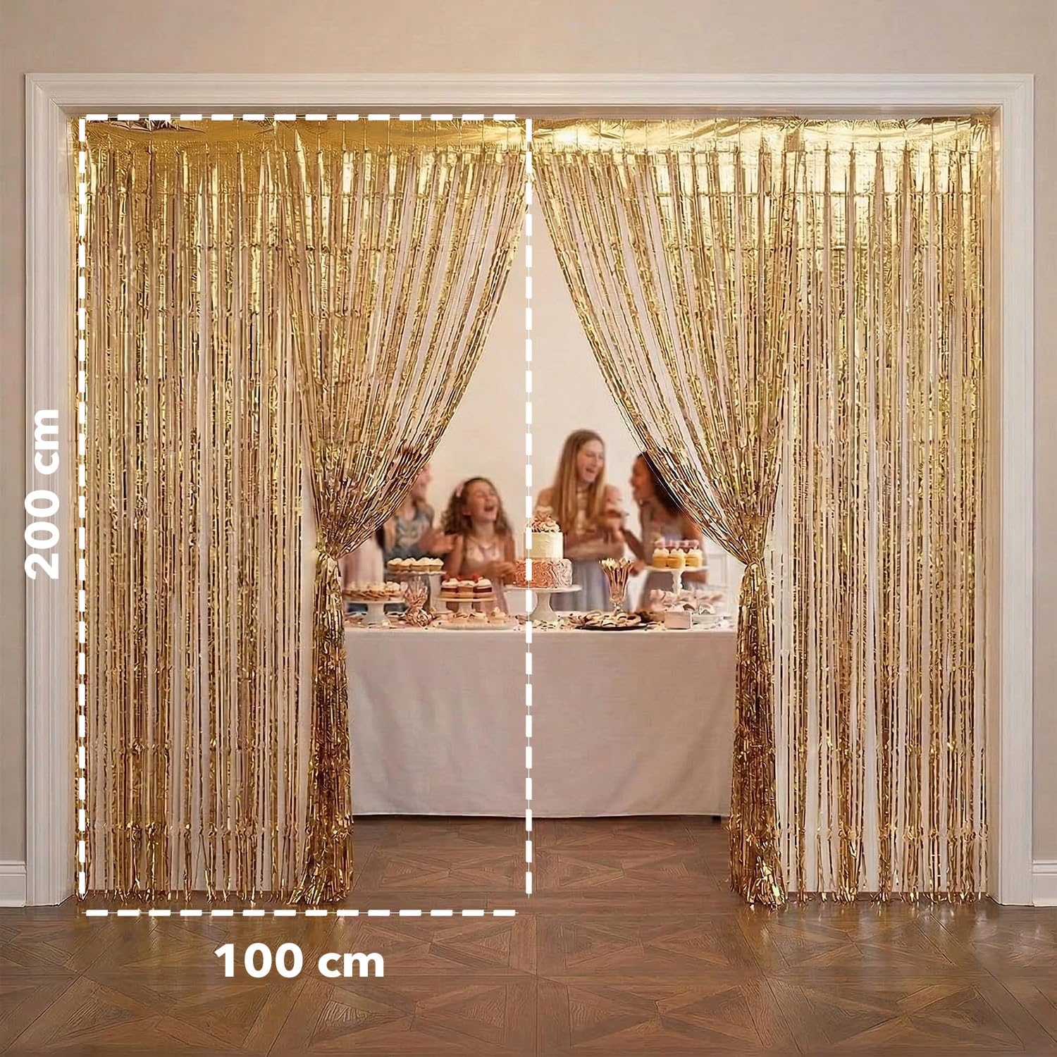 SparkL 2 Rideaux Paillettes à Franges Argentées | Grand Rideau 2 Mètres de Haut | Taille Ajustable et Pose Facile | Déco Fête, Anniversaire, Mariage, Soirée Déguisée, Nouvel an | OriginalCorner