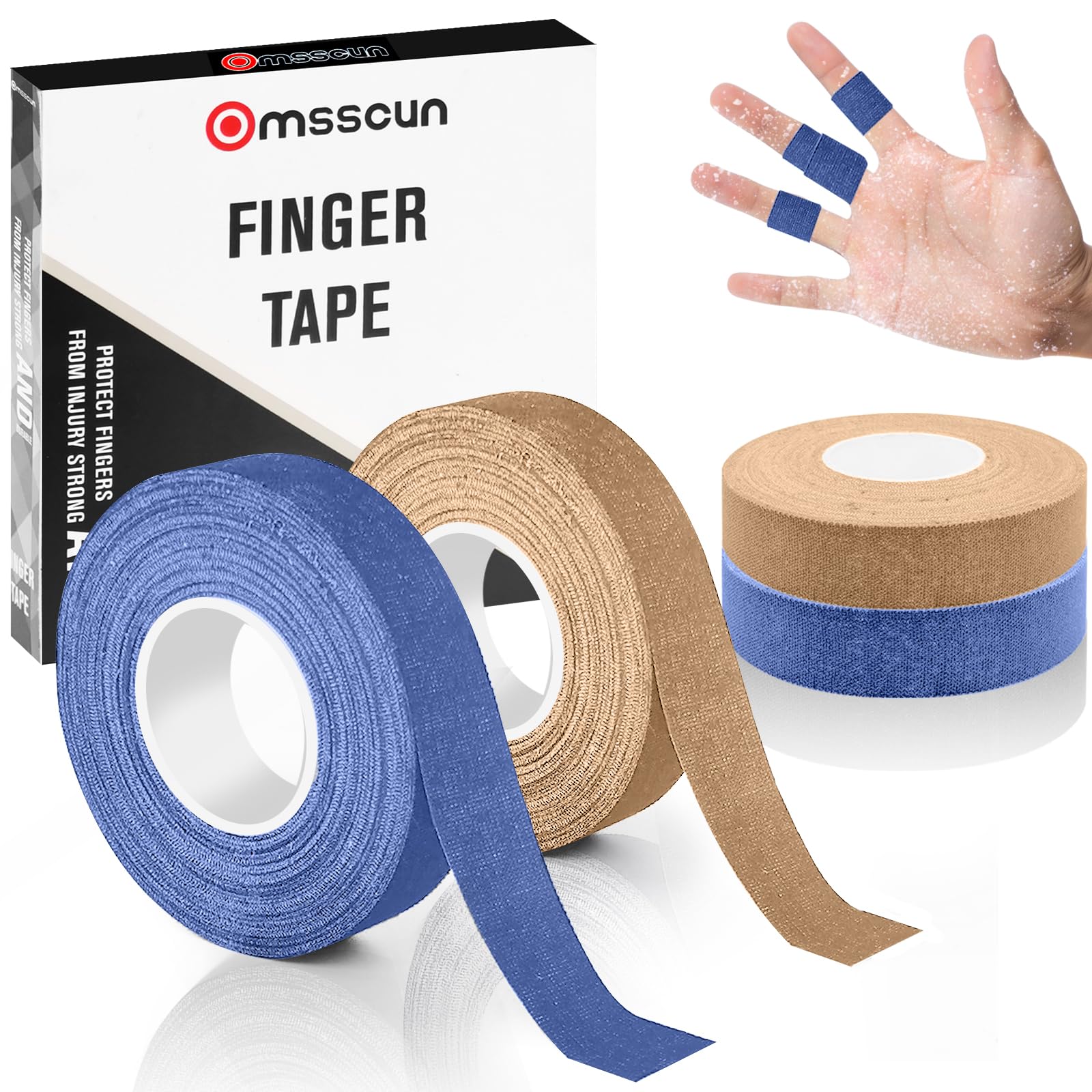 Samulee Finger Tape - 4 Rolls - Colour of Skin and Blue - 1.5cm x 10m, Skin + Blue