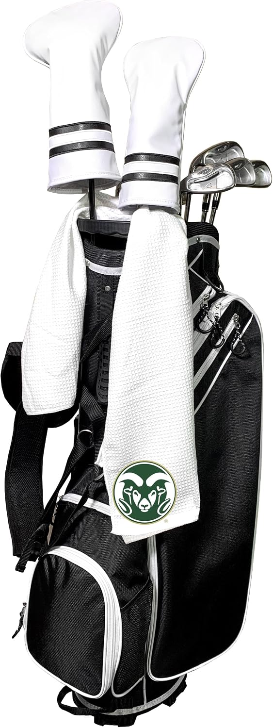 Team Golf NCAA NCAA Microfiber Towel - 16" X 40" (White) with Carabiner Clip, Premium Microfiber with Deep Waffle Pockets- Superior Water Absorption and Quick Dry Golf Cleaning Towel