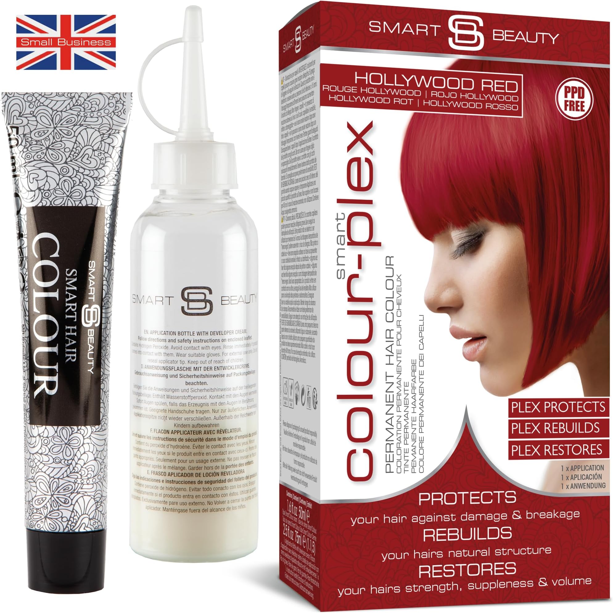 Smart Beauty Red Hair Dye with Plex Anti-Breakage Technology Protecting and Restoring Hair Structure, Plum Color, Vegan and Cruelty-Free