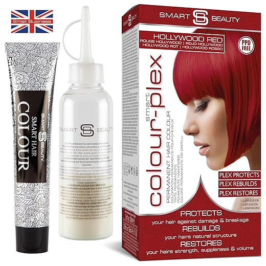 Smart Beauty Red Hair Dye Permanent with Plex Anti-Breakage Technology that Protects Rebuilds Restores Hair Structure, Permanent Hair Color, Plum Hair Color, Free Vegan, PPD Cruelty Free