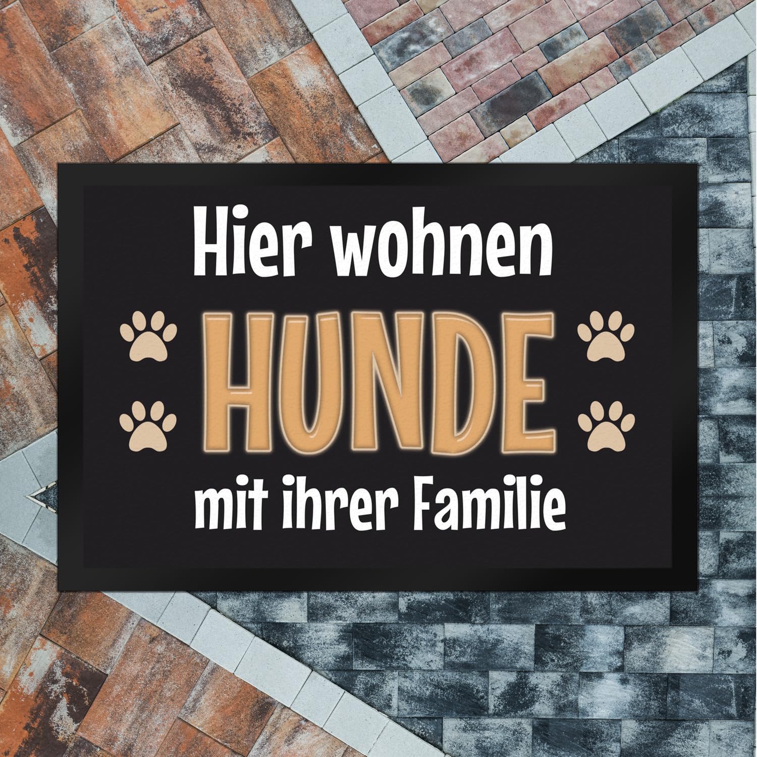 trendaffe - Fußmatte Hier wohnen Hunde mit ihrer Familie