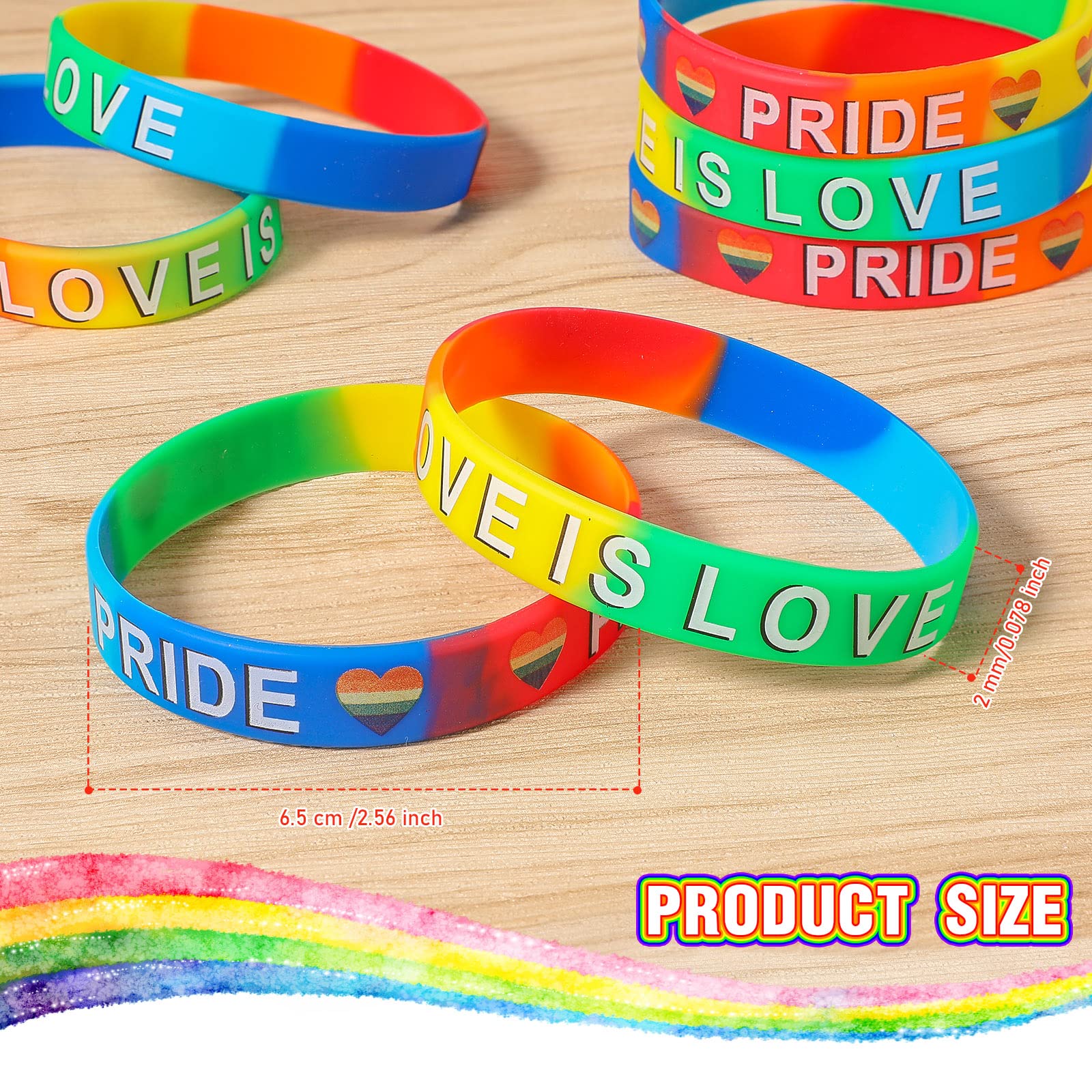 60 Pcs Gay Pride Rainbow Silicone Bracelets LGBT Awareness Pride Wristbands Bulk Pride Gifts LGBTQ Accessories for Men Women Lesbian Party