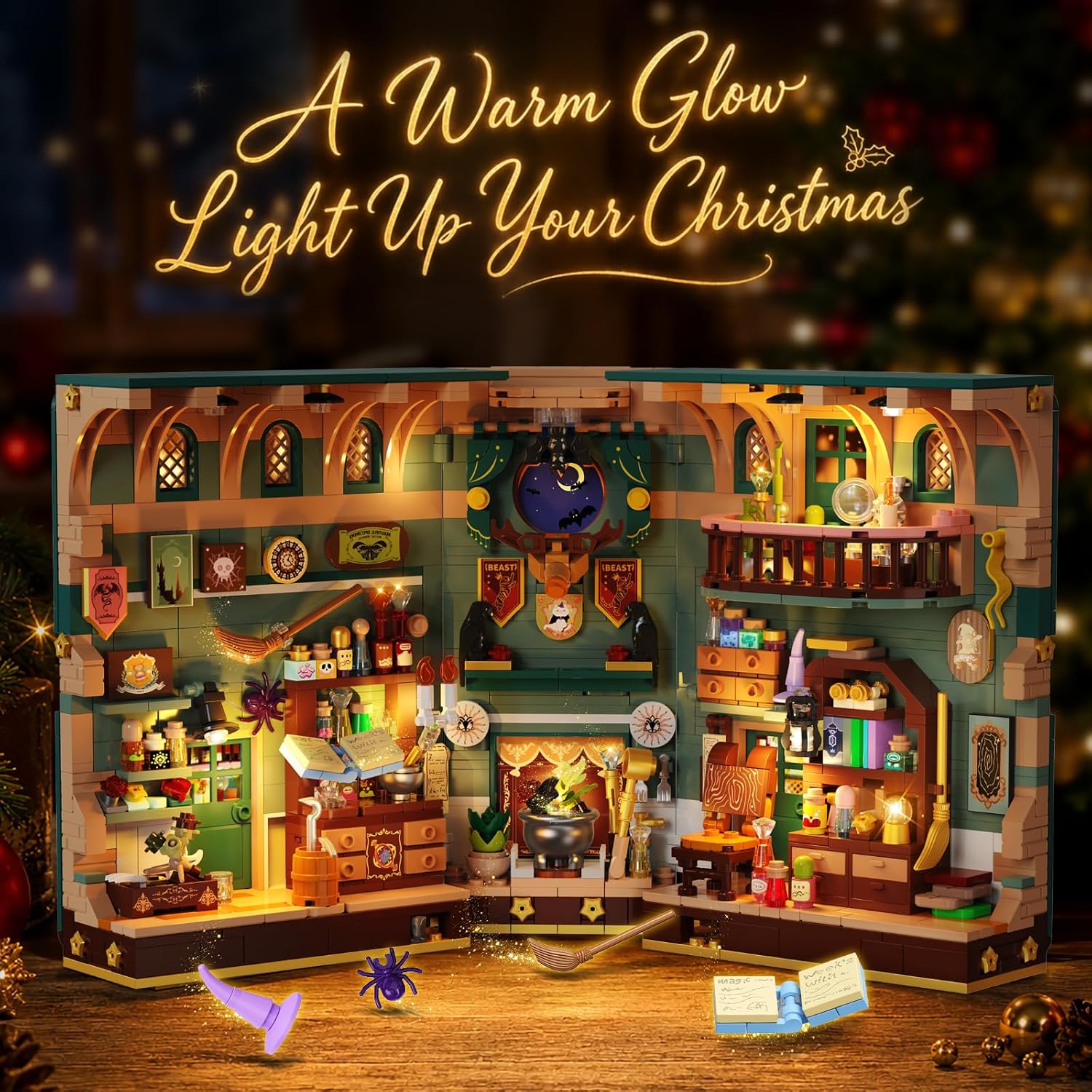 INSOON Advent Calendar 2026 Magic Book Nook Building Set with Lights