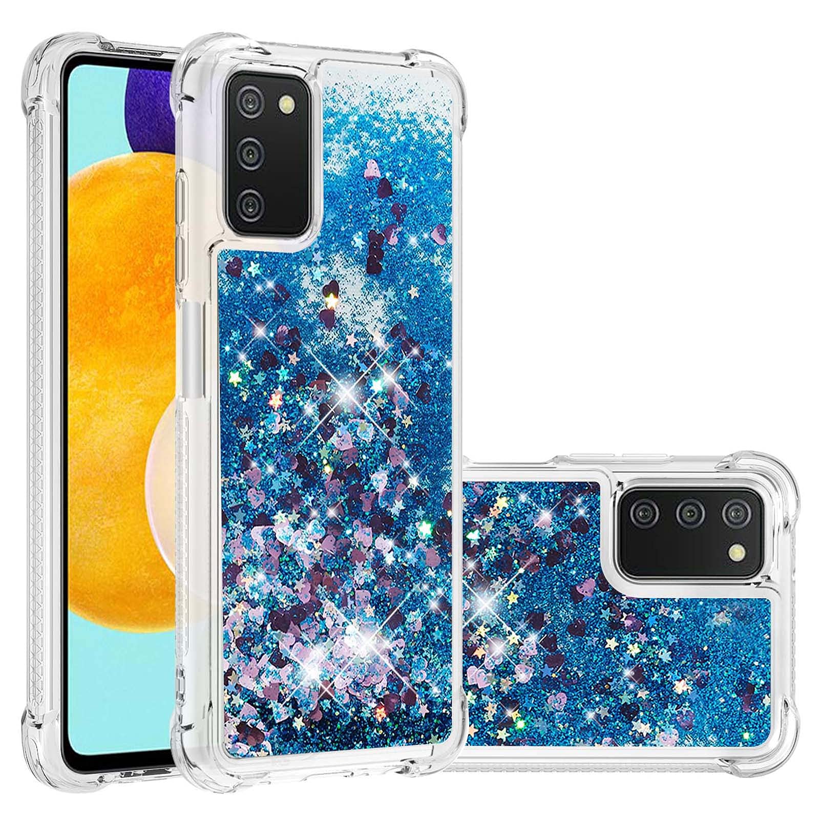 Floating Case Glitter Compatible with Samsung Galaxy A03S 166, Bling Flowing Liquid Sparkly Gel Case Clear Waterfall Soft Bumper Shell Shockproof Protective Phone Case Compatible with Samsung A03S 166