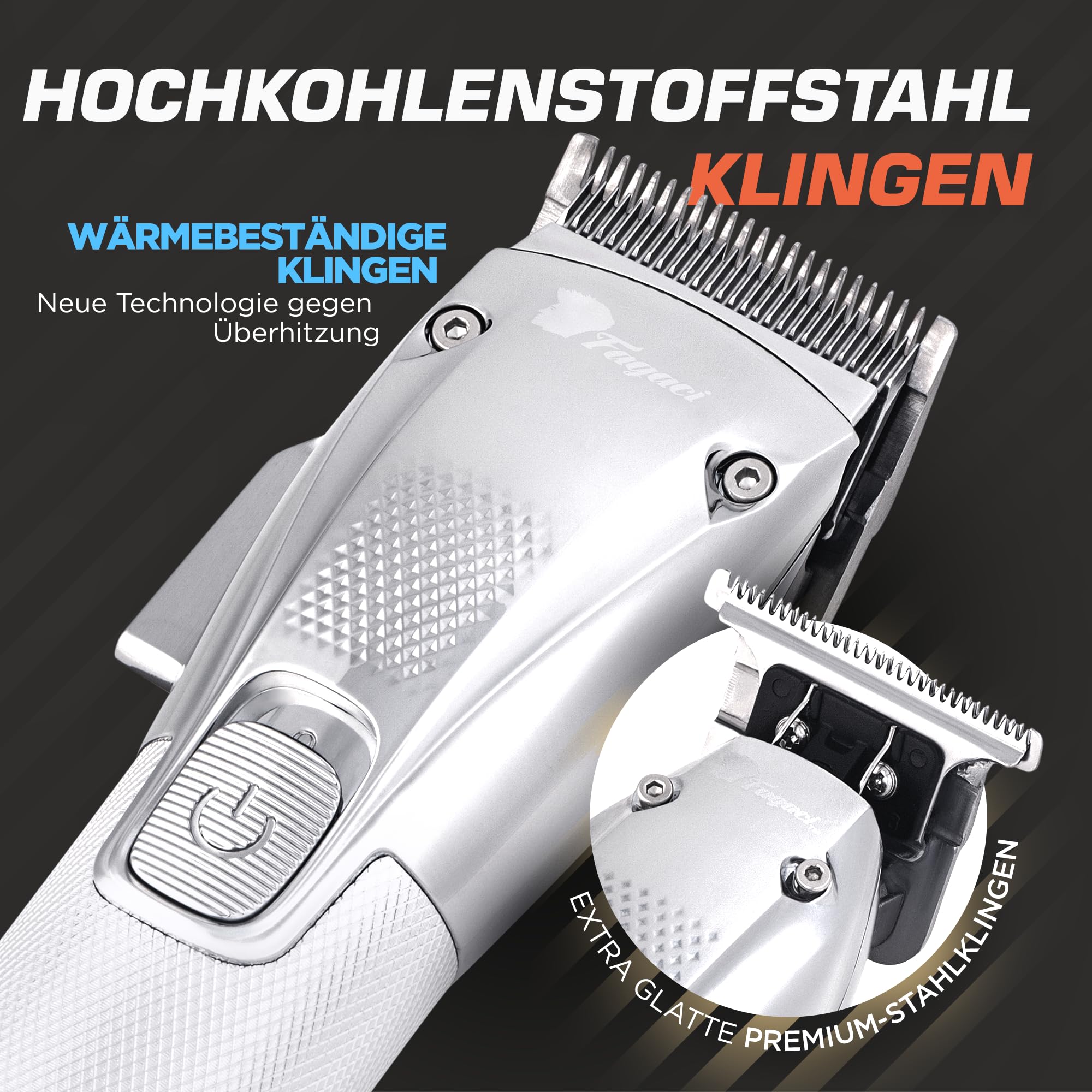 Fagaci Haarschneidemaschine und Trimmer Profi, Turboleistung, 5H Akku | Akku 5h für die Maschine und 3h für den Trimmer, Klingen aus Hochkohlenstoffstahl, leise, Integrierter Überhitzungsschutz