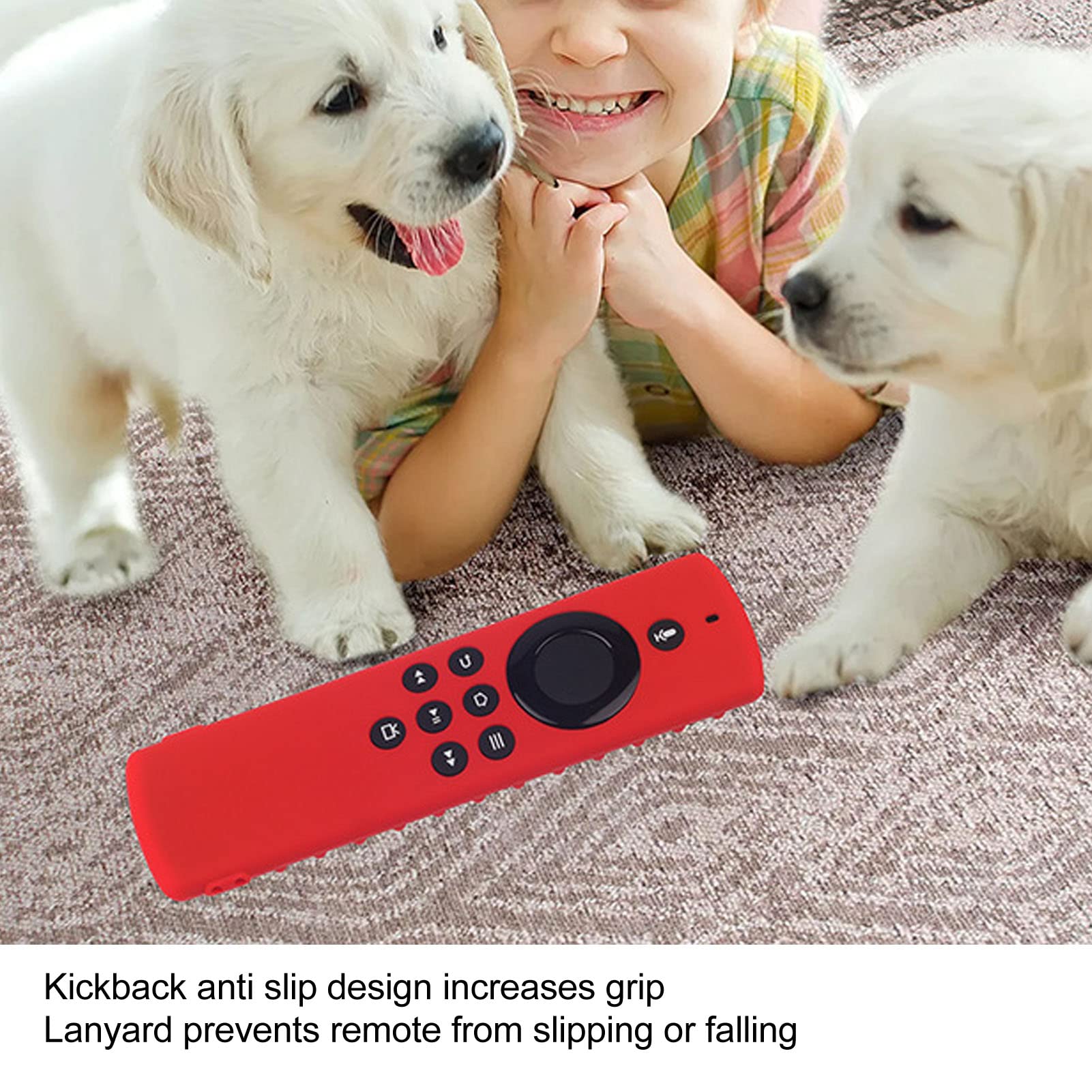 Alomejor Funda Protectora de Silicona a Prueba de Golpes para Mando a Distancia Fire TV Stick Lite, Funda de Mando a Distancia Lavable y Respetuosa con la Piel para Familia y Niños (Conjunto Rojo)