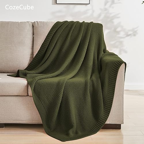 Miniatura 4 de Manta verde oliva, suave y acogedora manta de punto trenzado para cama individual, manta decorativa ligera y cálida de Navidad para sofá y sillón,