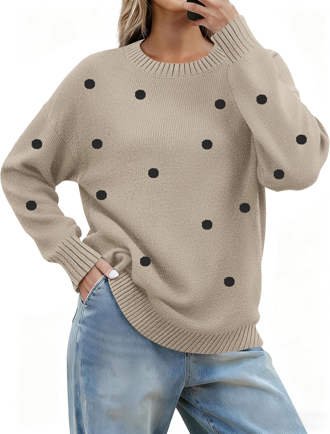Zeagoo Fall Sweaters for Women 2026 Long Sleeve Crewneck Ribbed Knit Pullover Sweater Loose Fit Basic Jumper Tops