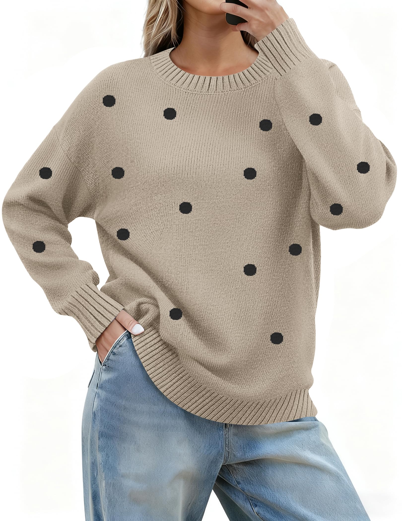 Zeagoo Fall Sweaters for Women 2026 Long Sleeve Crewneck Ribbed Knit Pullover Sweater Loose Fit Basic Jumper Tops