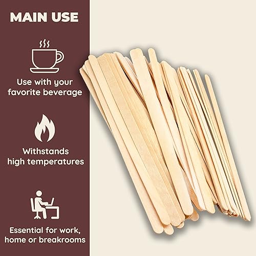 Miniatura 3 de Fill 'n Brew Agitadores de madera para café, té y bebidas (5.5" de longitud, 500 unidades) 2 cajas1,000 palitos para remover
