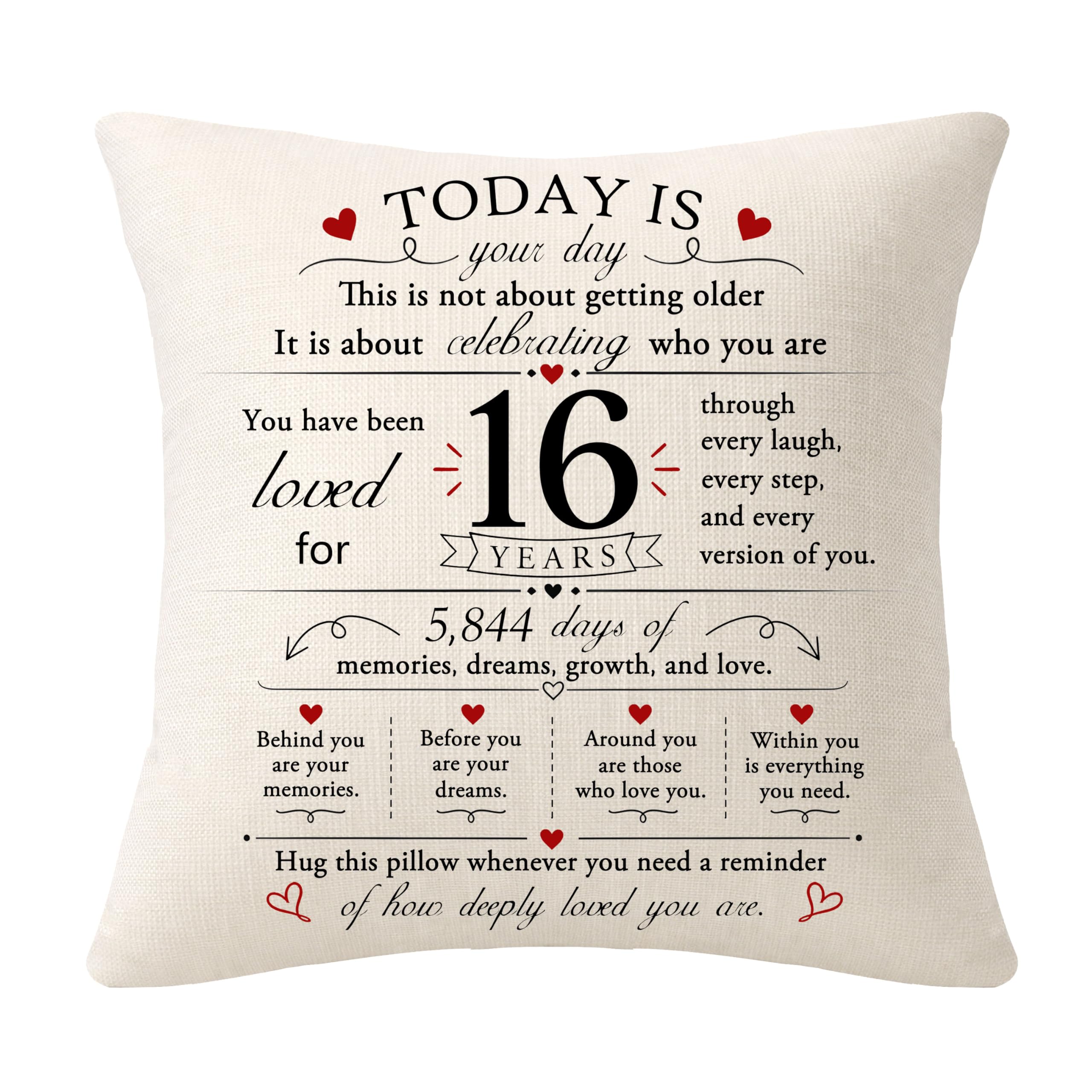 Bommex 16th Birthday Gift Cushion Covers for 16 Years Old Girls Boys โ image 1