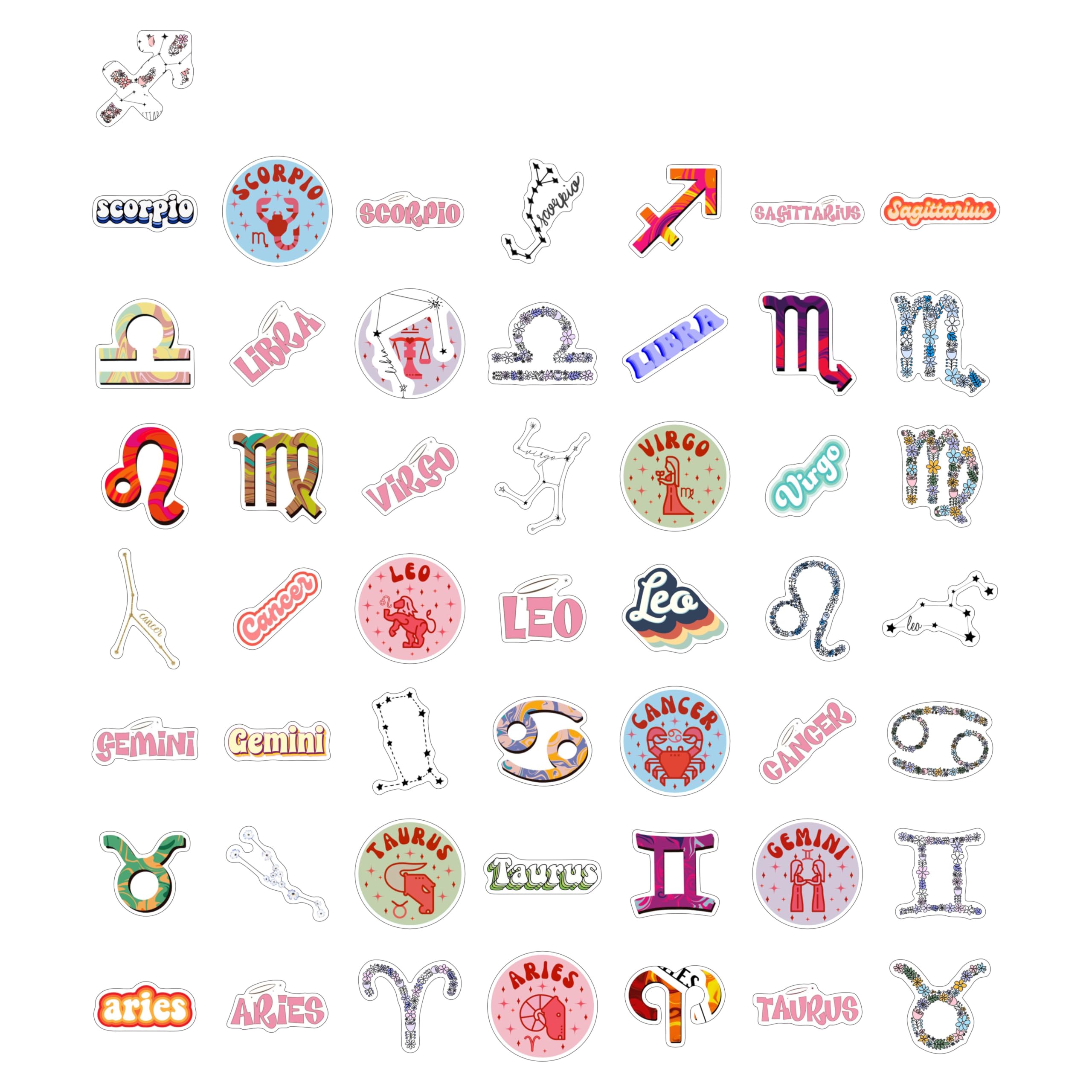 BulbaCraft 100 szt. naklejek ze znakiem zodiaku, naklejki astrologiczne na butelkę wody i laptopa, upominki i dekoracje na imprezę zodiaku, wodoodporne naklejki winylowe, prezenty dla kobiet i