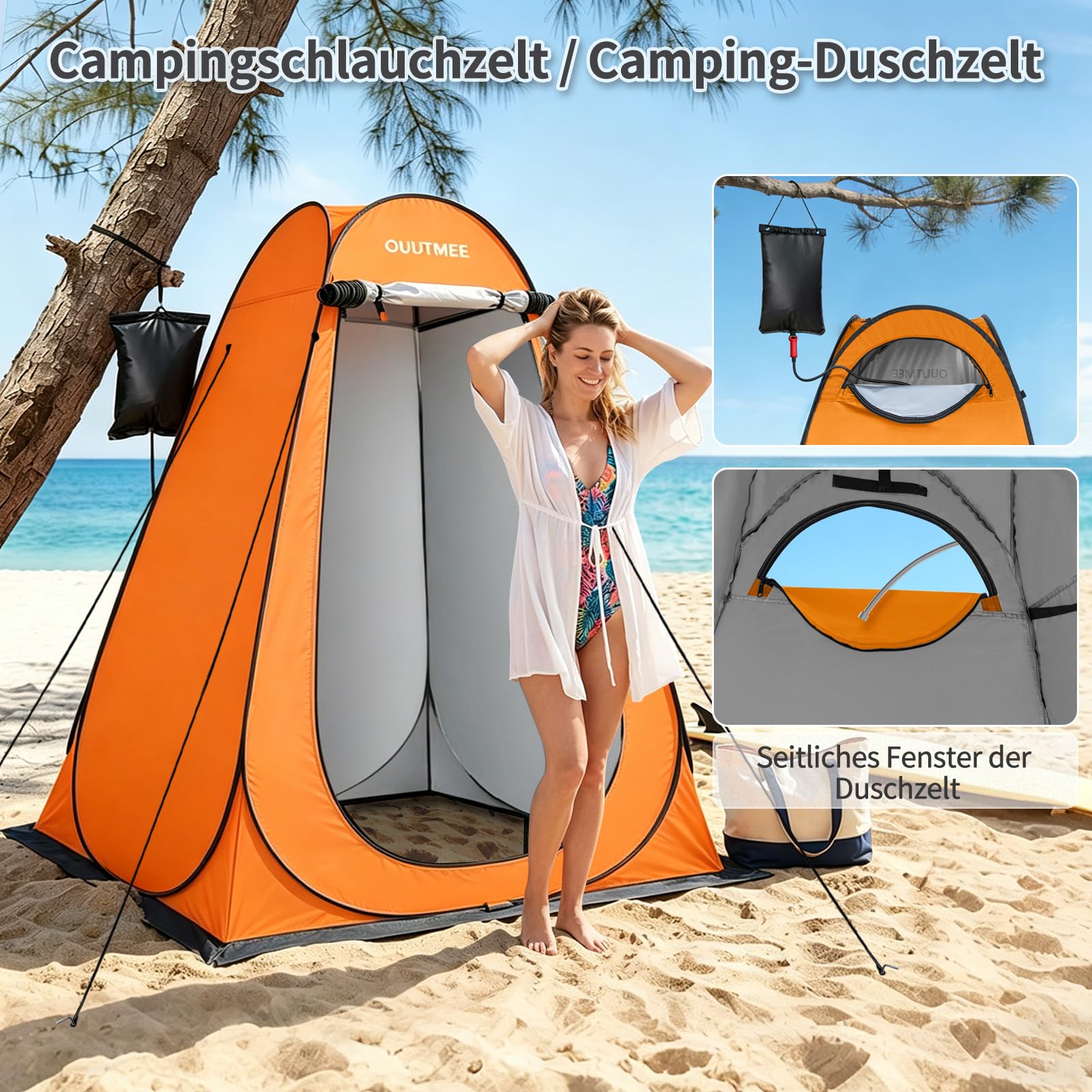 OUUTMEE Tenda da doccia, tenda per toilette da campeggio, spogliatoio portatile pop-up per spogliatoio, tenda mobile da spiaggia, tenda per WC all'aperto, protezione UV, tenda per spogliatoio