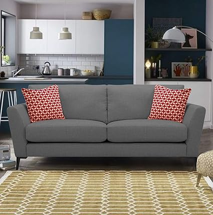 Adorn India Polo 3 Seater Fabric Sofa (Grey)