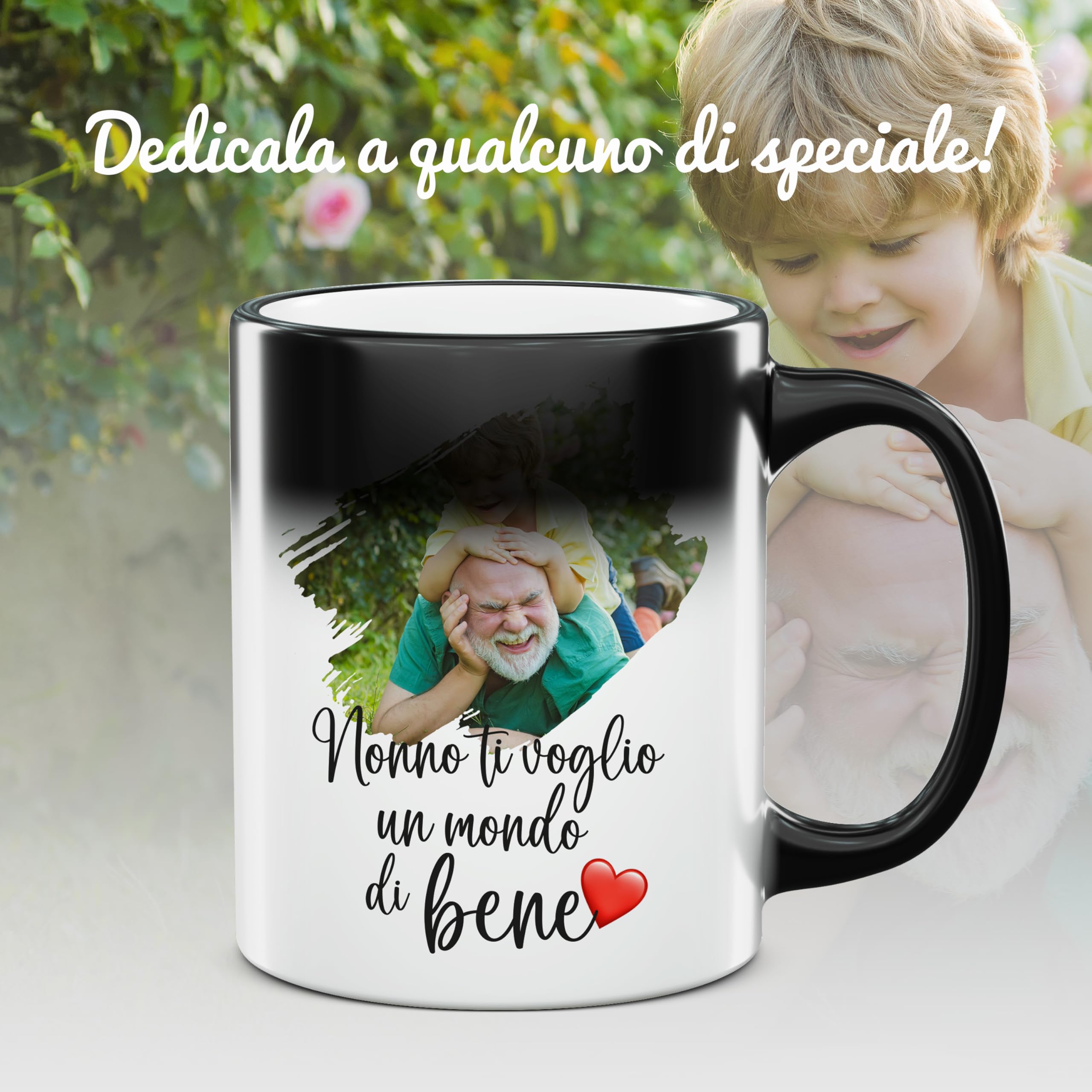 AL PRODUCTION Tazza Magica Personalizzata con Foto, Testo e Logo - Mug in Ceramica con Stampa Personalizzabile per Colazione - Idea Regalo Uomo e Donna per Amici e Familiari - Made in Italy