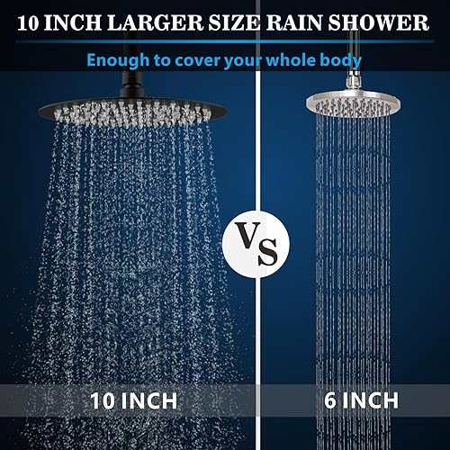 Miniatura 40 de Voolan Cabezal de ducha de lluvia, cabezal de ducha grande de alto flujo hecho de acero inoxidable de metal, cubierta de cuerpo de cascada, soporte