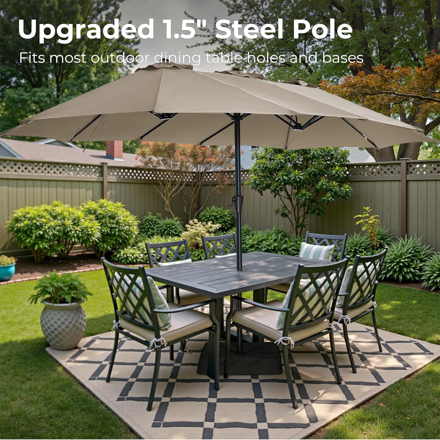 SUPERJARE 13FT Outdoor Patio Umbrella with Base Included, Double Sided Pool Umbrellas with Fade Resistant Canopy, Large Table Umbrella for Deck, Market, Backyard - Warm Beige Warm Beige 13FT