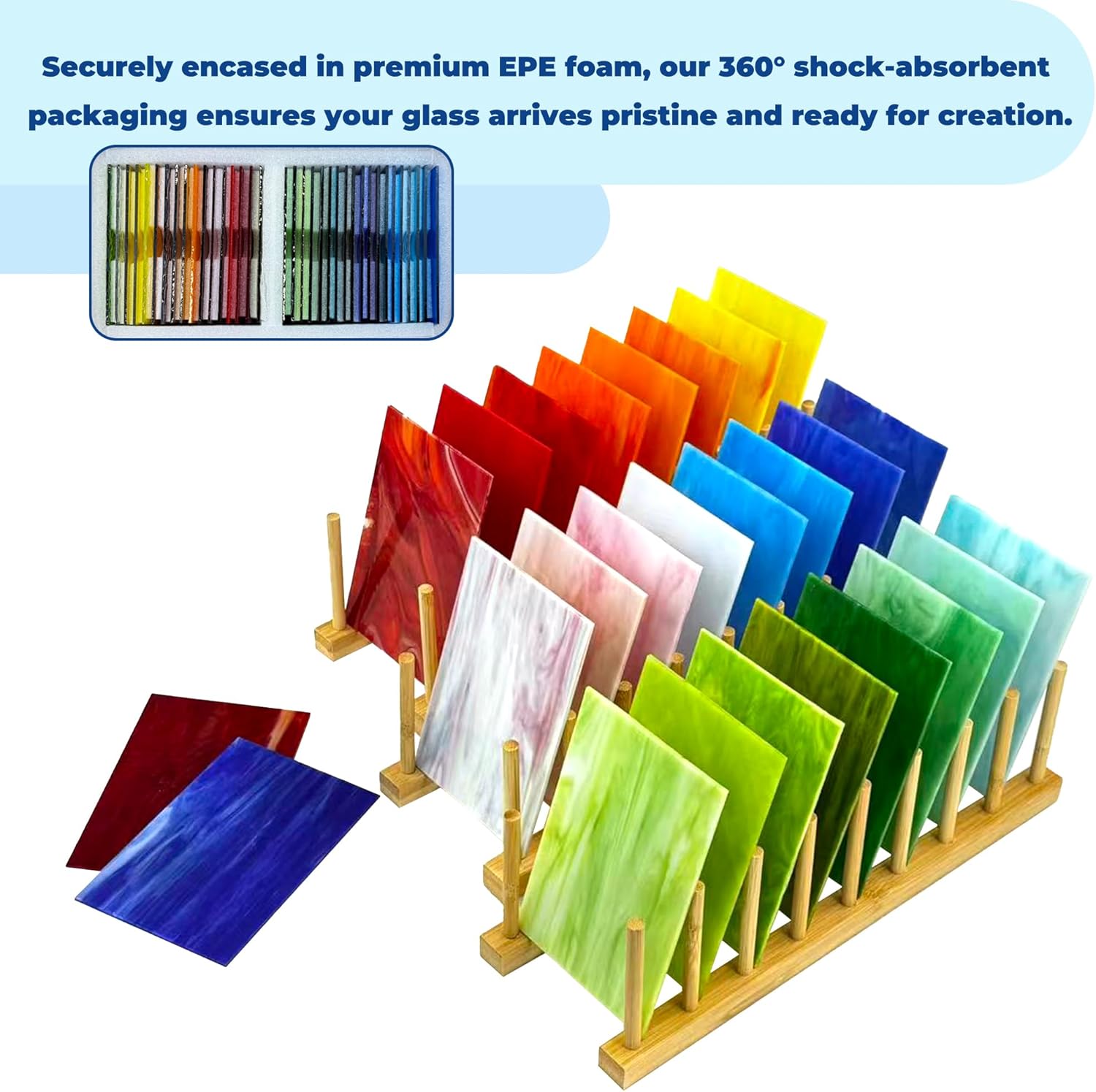 26 Sheets Opaque Stained Glass Kit for Beginners - 6 x 4 Inch Colored Opalescent Art Glass for Mosaic Art, DIY Starter Projects & Craft Supplies - Easy to Cut & Shape
