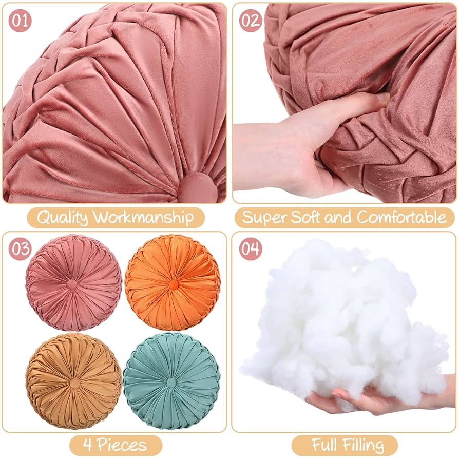 Amazon.com: Kathfly 4 Count Round Throw Pillow Velvet