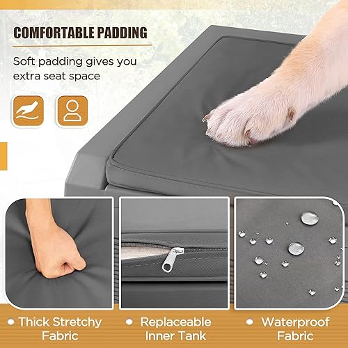 Vista 147 de Devoko Caja de resina de 120 galones, impermeable, para interiores y exteriores, contenedor de almacenamiento grande con cerradura para muebles