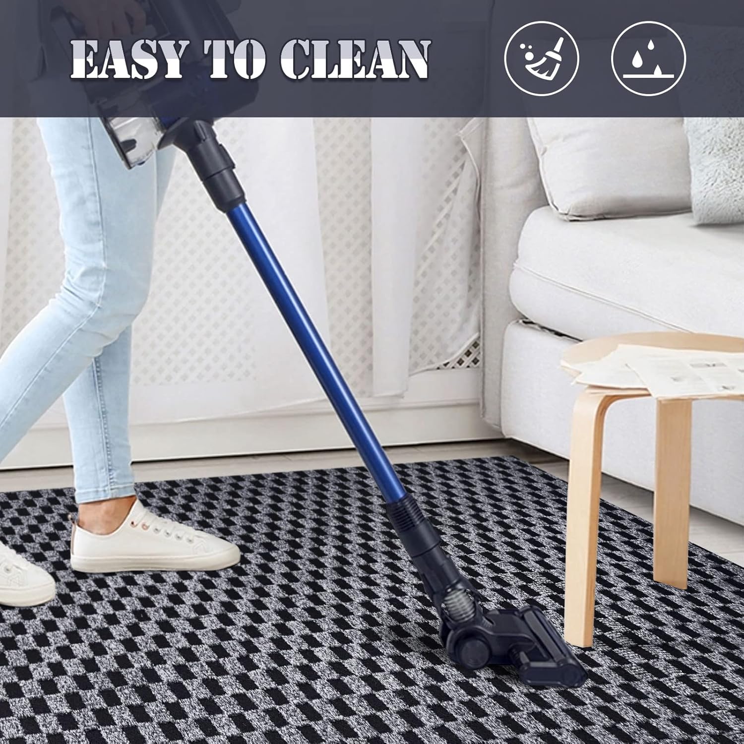 ANTPOP 2FT x 6FT Non Slip Runner Rug - Waterproof Washable Outdoor Runner Rug for Hallway, Patio, Laundry Room, Custom Length Carpet Runner for RV, Entryway, Garage, Patio, Indoor Outdoor