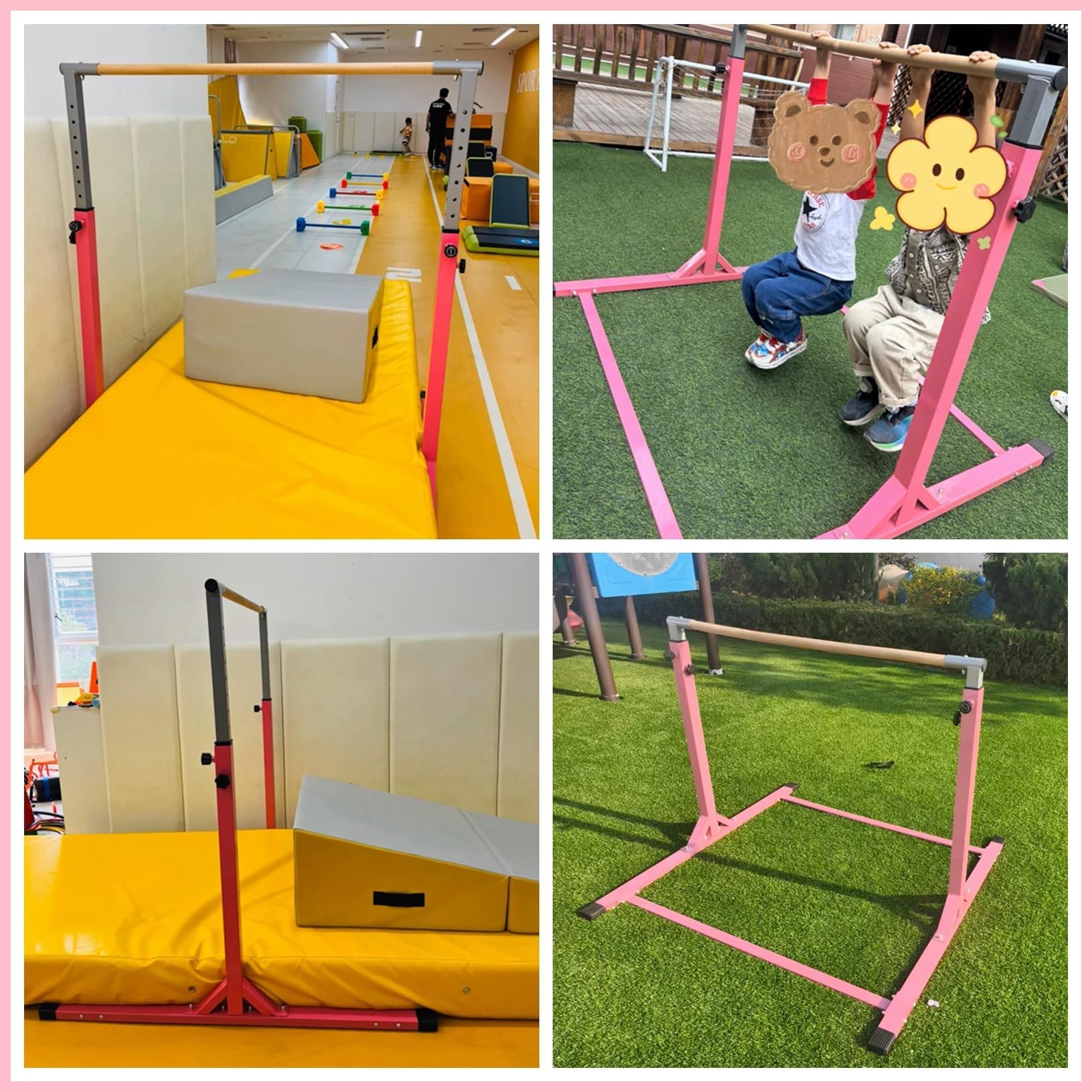 Barra da Ginnastica Artistica per Ragazze, Parallele Ginnastica Regolabili 103-158cm in Casa per Bambini 3-15 Anni Massima 150kg