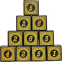 Vista 1 de SmartDealsPro Paquete de 10 dados D6 de seis lados de 0.630 in para DND MTG PRG Wow juego de mesa para enseñanza de matemáticas (letra amarilla)