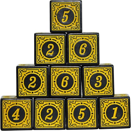 SmartDealsPro Paquete de 10 dados D6 de seis lados de 0.630 in para DND MTG PRG Wow juego de mesa para enseñanza de matemáticas (letra amarilla)